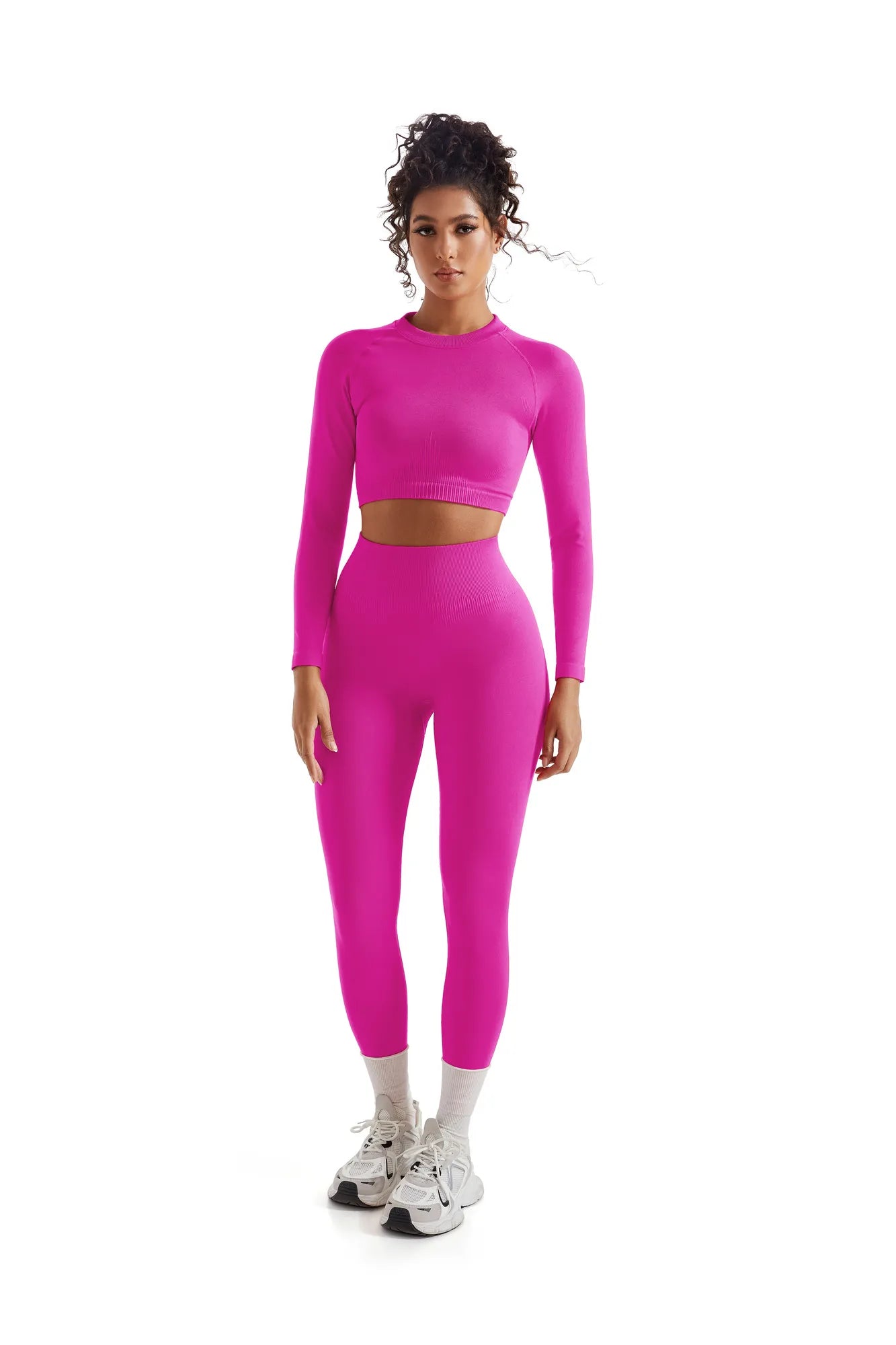 Seamless Crop Top Workout Set - Long Sleeve