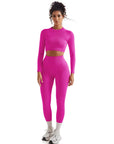 Seamless Crop Top Workout Set - Long Sleeve