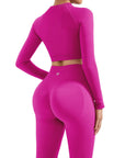 Seamless Crop Top Workout Set - Long Sleeve