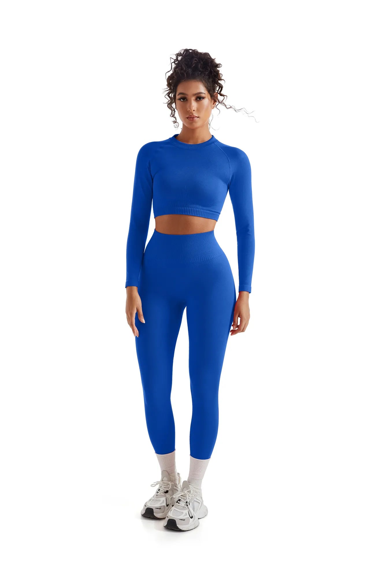 Seamless Crop Top Workout Set - Long Sleeve