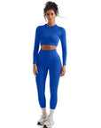 Seamless Crop Top Workout Set - Long Sleeve