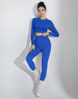 Seamless Crop Top Workout Set - Long Sleeve