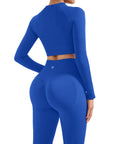Seamless Crop Top Workout Set - Long Sleeve