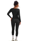 SUUKSESS Women 2 Piece Workout Sets High Waisted Seamless Leggings Active Long Sleeve Tops-SUUKSESS-SUUKSESS