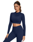 Half-Zip Athletic Top 2 Piece Workout Sets-SUUKSESS-SUUKSESS