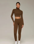 Mock Neck Crop Top Workout Set