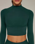 Mock Neck Crop Top Workout Set