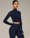 Mock Neck Crop Top Workout Set