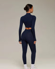 Mock Neck Crop Top Workout Set