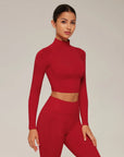 Mock Neck Crop Top Workout Set