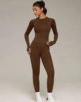 Gym Leggings Workout Set-SUUKSESS-Brown-XS-SUUKSESS