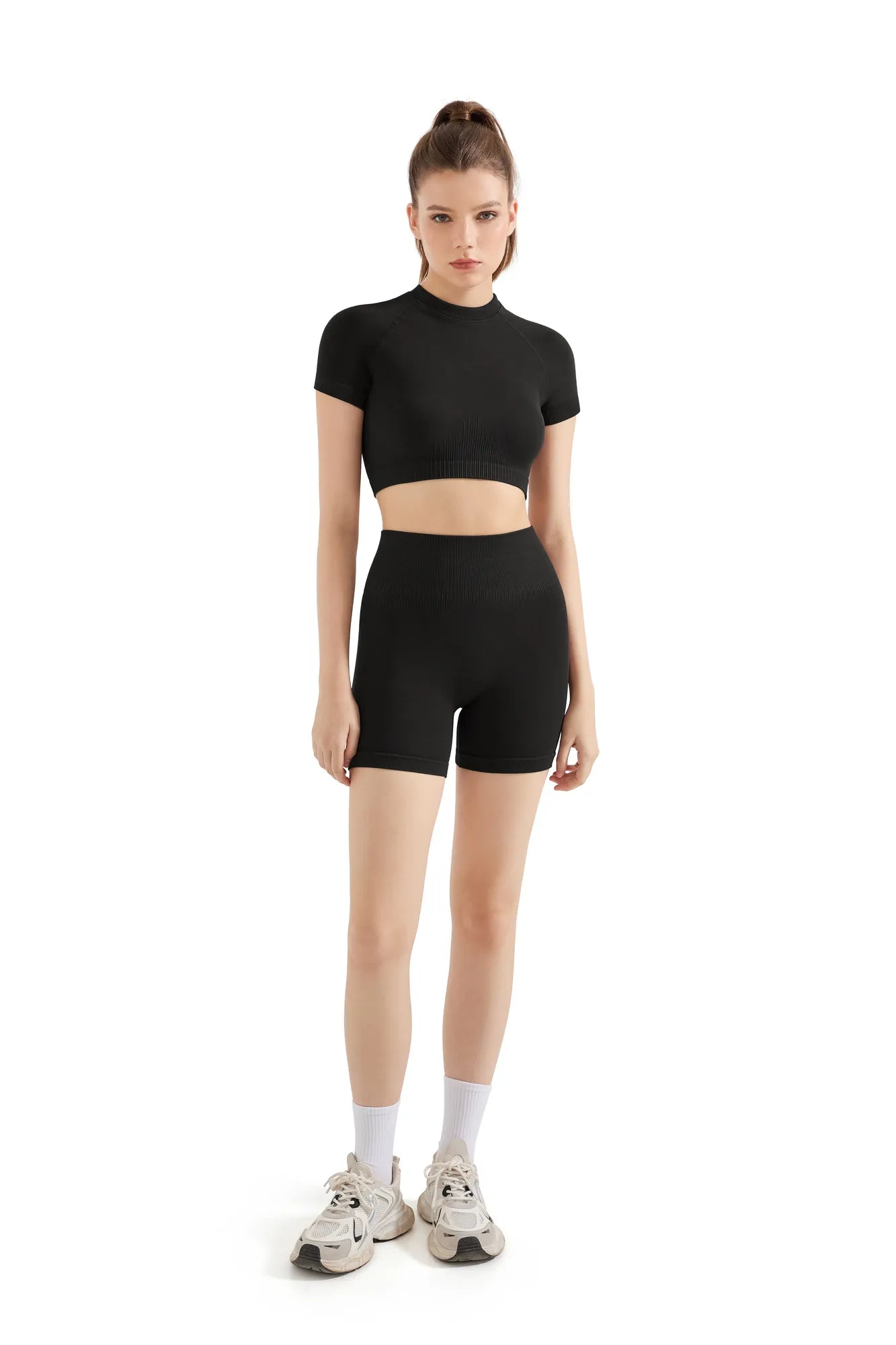 Seamless Crop Top Workout Set-SUUKSESS-SUUKSESS