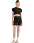 Seamless Crop Top Workout Set-SUUKSESS-SUUKSESS