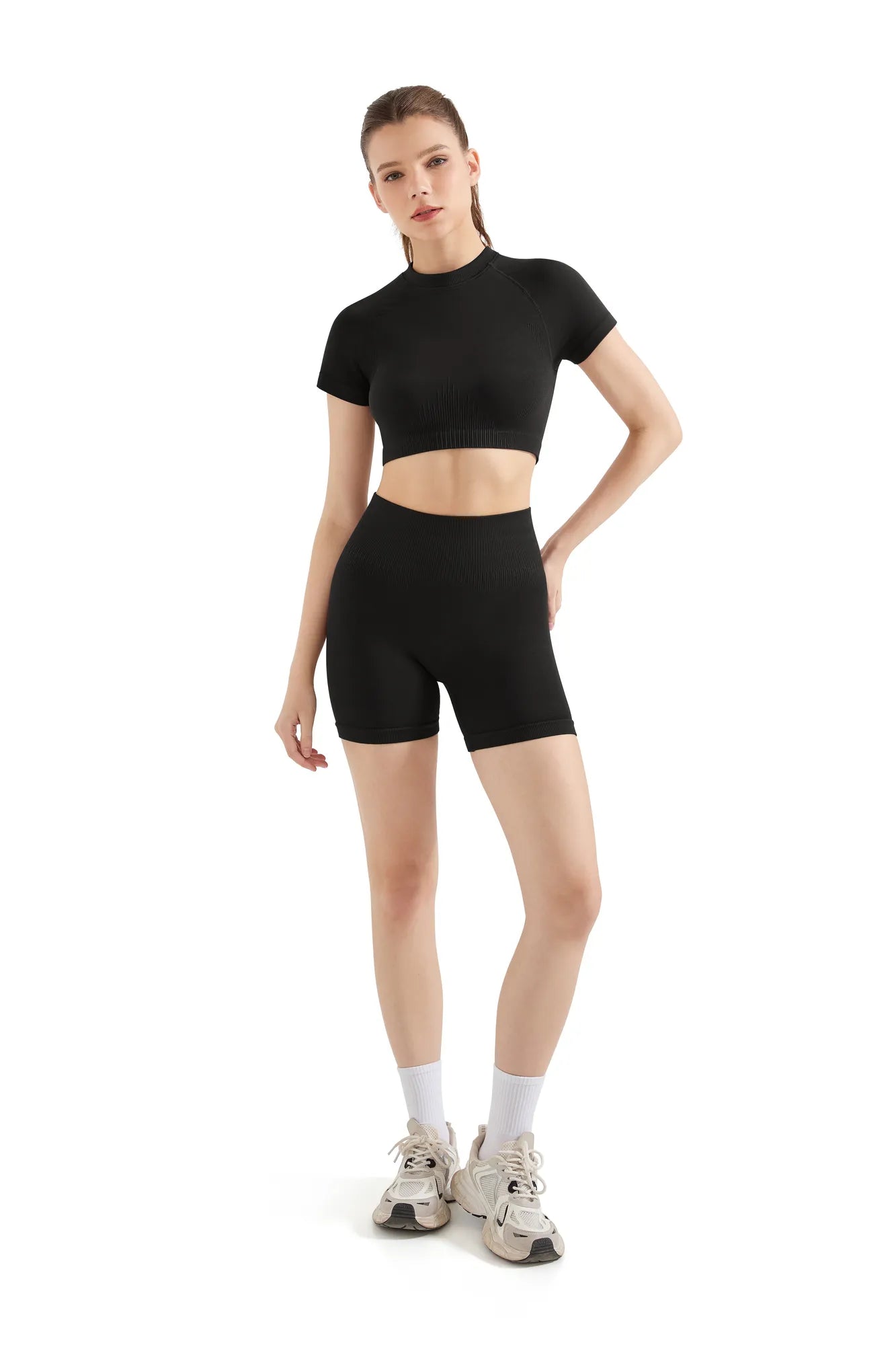 Seamless Crop Top Workout Set-SUUKSESS-SUUKSESS