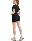 Seamless Crop Top Workout Set-SUUKSESS-SUUKSESS