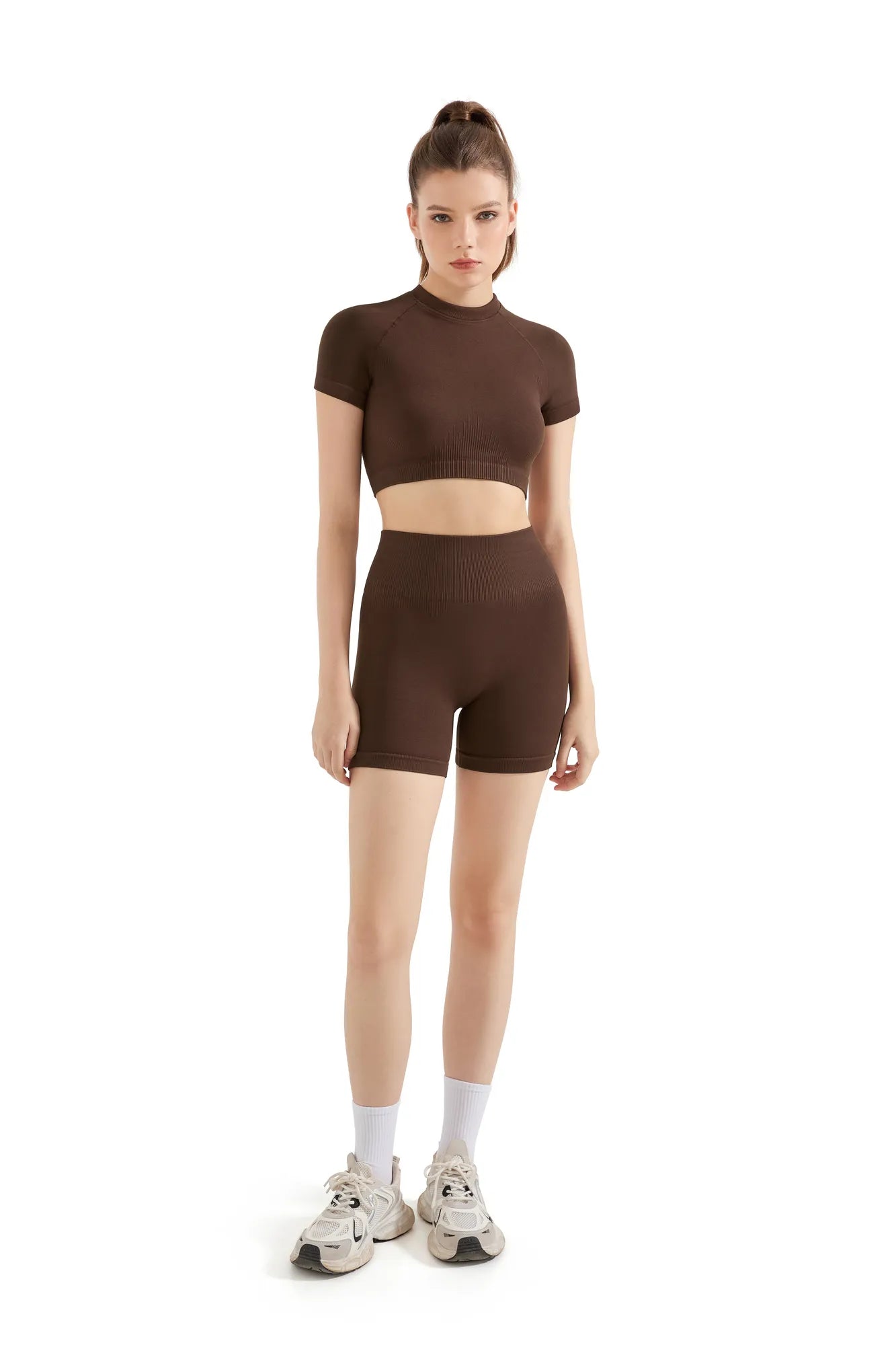 Seamless Crop Top Workout Set-SUUKSESS-SUUKSESS