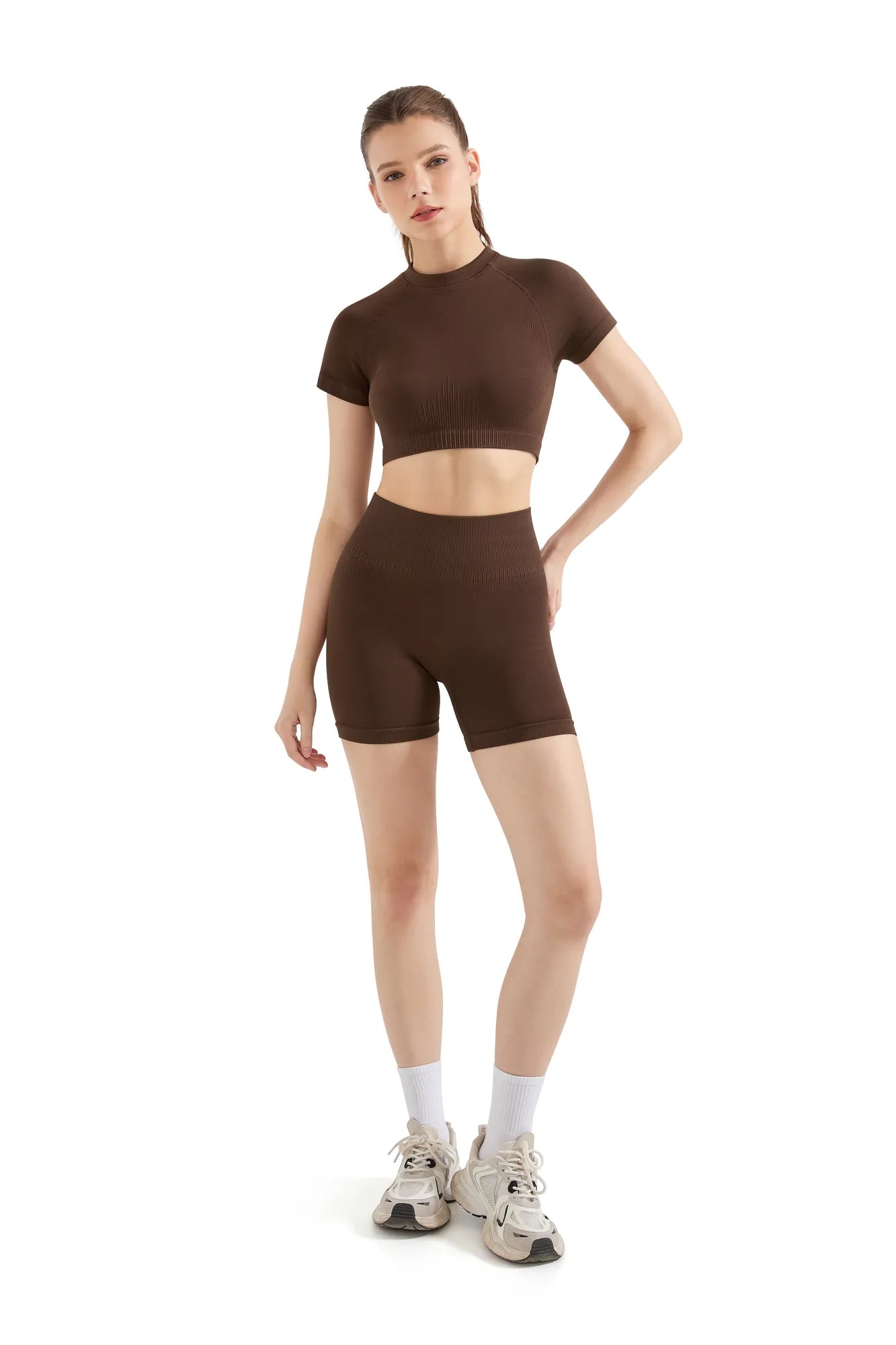 Seamless Crop Top Workout Set-SUUKSESS-SUUKSESS