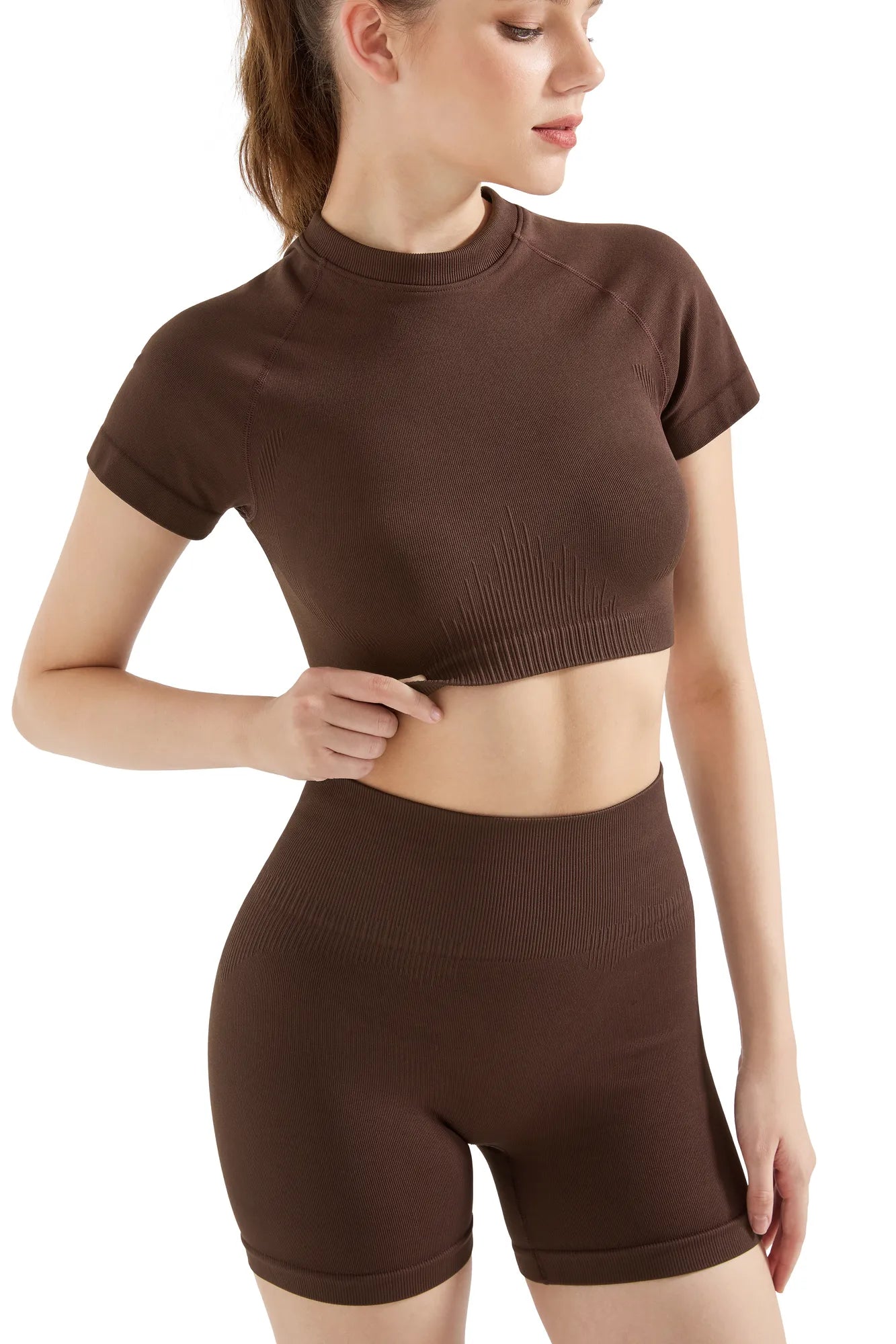 Seamless Crop Top Workout Set-SUUKSESS-SUUKSESS