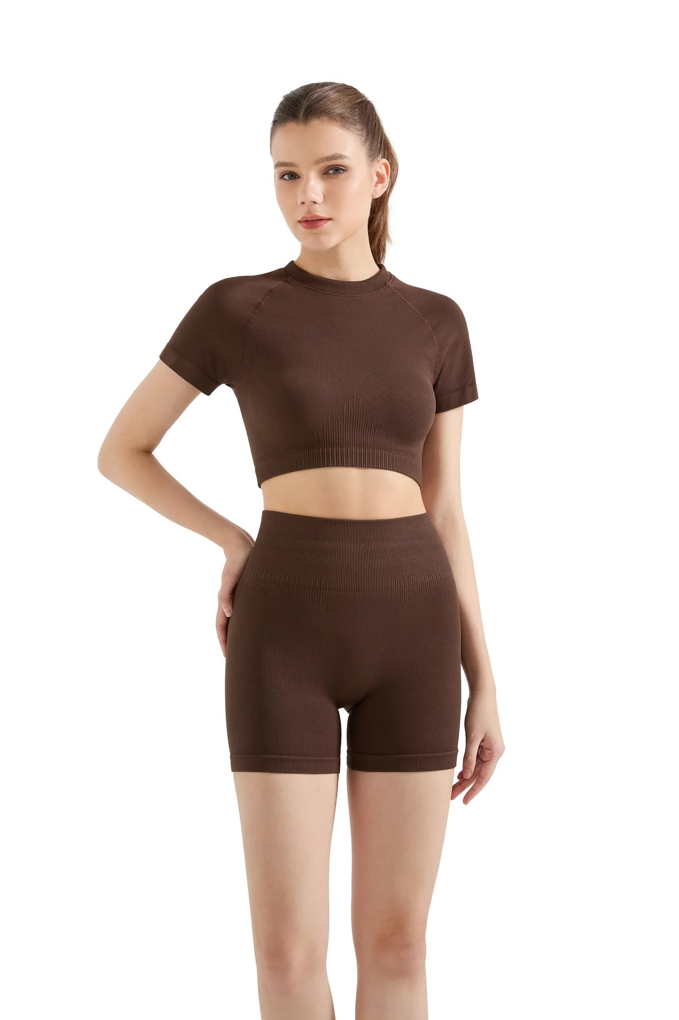 Seamless Crop Top Workout Set-SUUKSESS-SUUKSESS