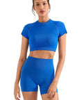 Seamless Crop Top Workout Set-SUUKSESS-Blue-XS-SUUKSESS