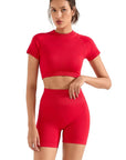 Seamless Crop Top Workout Set-SUUKSESS-Red-XS-SUUKSESS