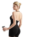 Ribbed Halter Backless Workout Set