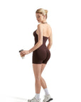 Ribbed Halter Backless Workout Set