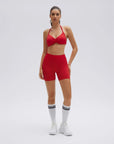 Padded Bra Seamless Halter 2 Piece Workout Sets-SUUKSESS-Red-XS-SUUKSESS