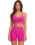 Racerback Sports Bras Workout Set-SUUKSESS-Deep Pink-XS-SUUKSESS