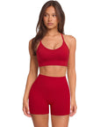 Racerback Sports Bras Workout Set-SUUKSESS-Red-XS-SUUKSESS