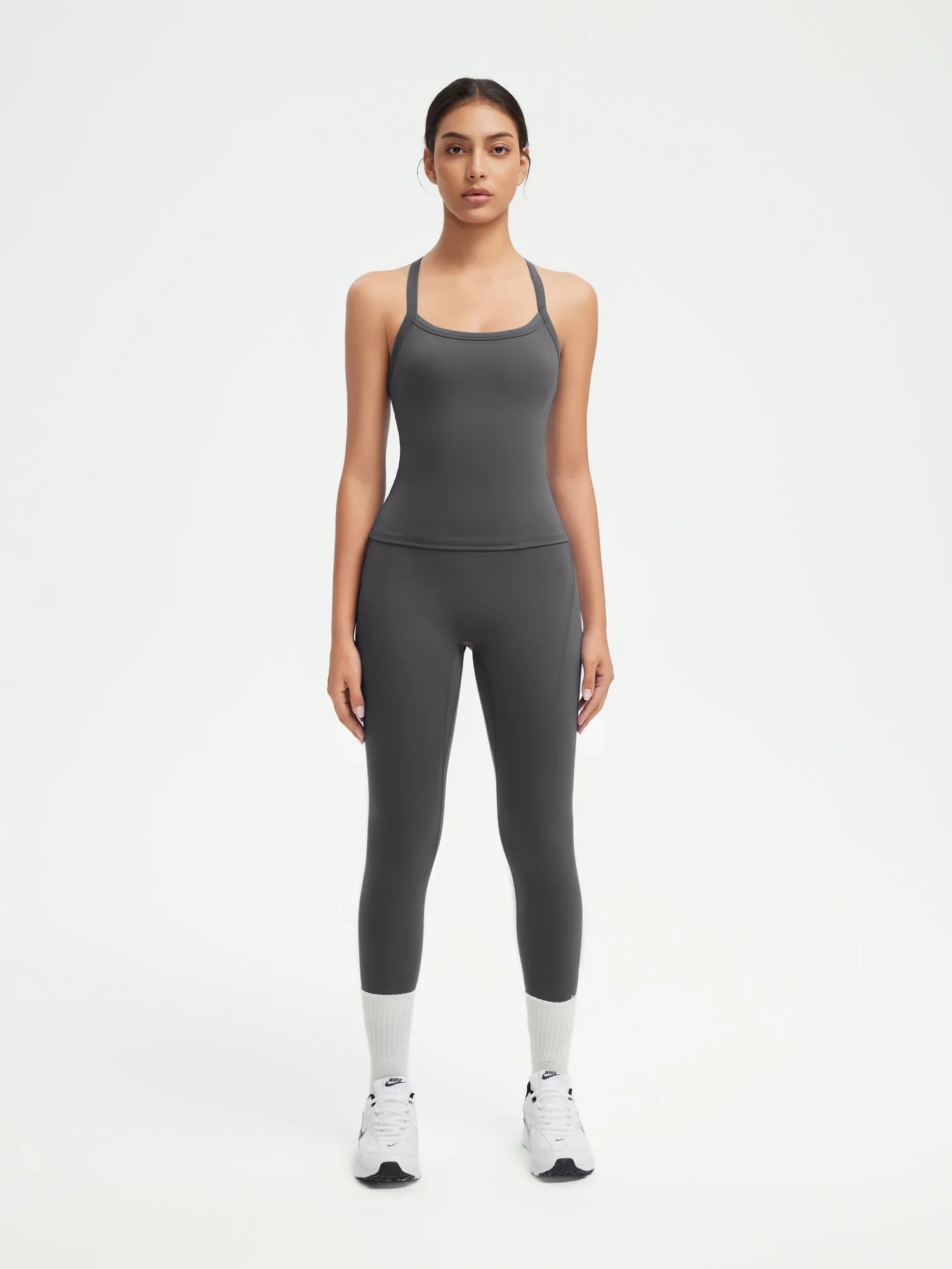 Halter Tank Top Leggings Workout Set-Activewear-SUUKSESS-Gray-XS-SUUKSESS