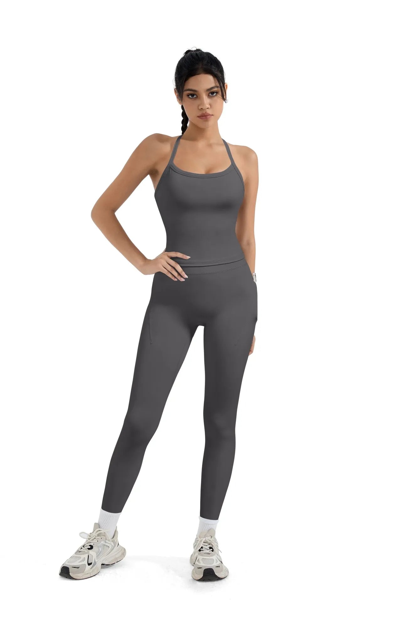 Halter Tank Top Leggings Workout Set-Activewear-SUUKSESS-SUUKSESS