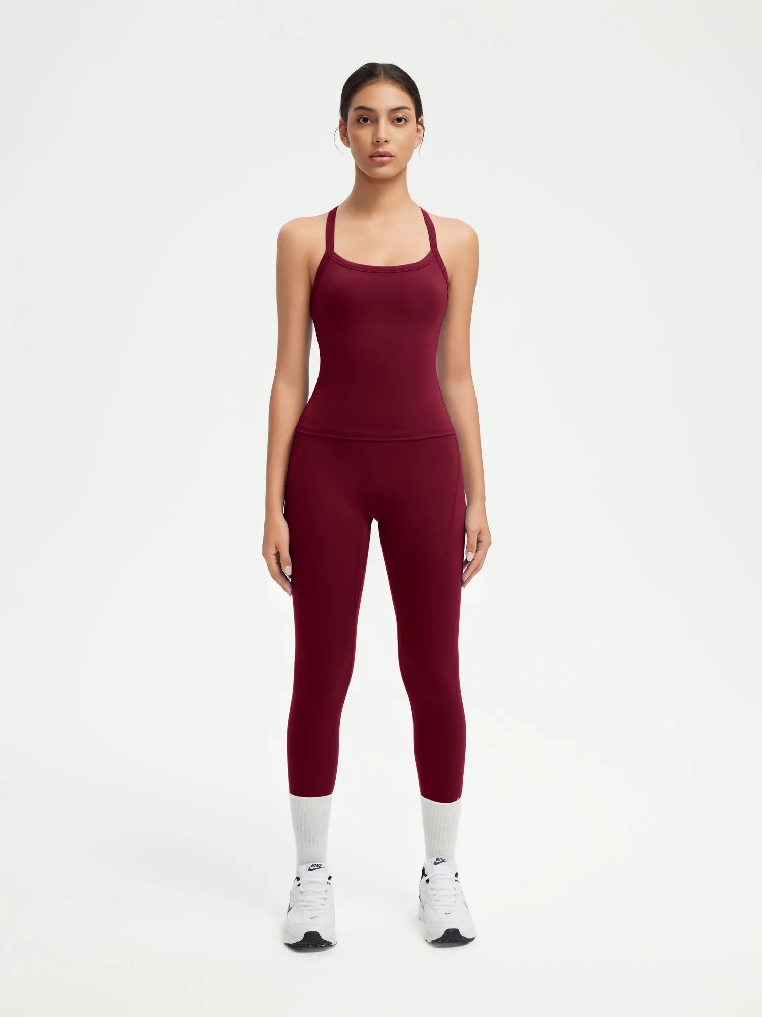 Halter Tank Top Leggings Workout Set-Activewear-SUUKSESS-Wine-XS-SUUKSESS