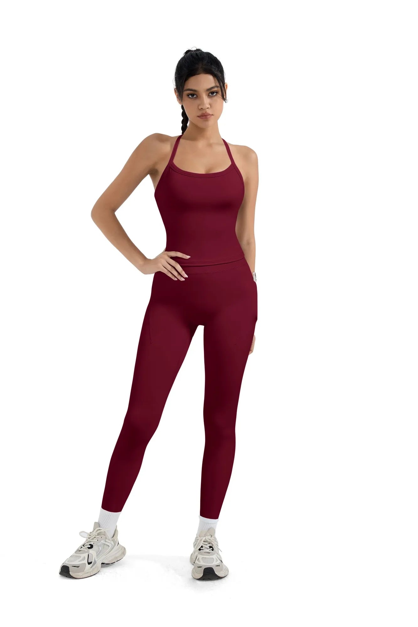 Halter Tank Top Leggings Workout Set-Activewear-SUUKSESS-SUUKSESS