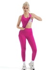 SUUKSESS Women 2 Piece Workout Sets Booty Leggings with Pockets Padded Tank Tops-SUUKSESS-SUUKSESS
