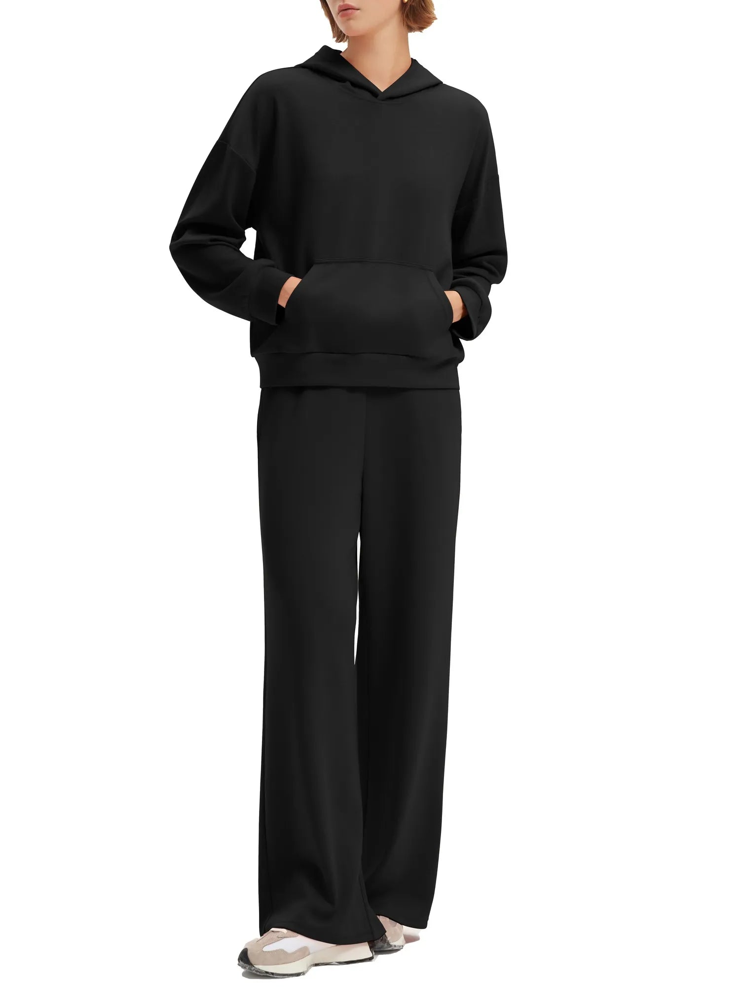 SUUKSESS Women 2 Piece Sets 2025 Oversized Hoodie Sweatshirt Wide Leg Sweatpants-SUUKSESS-Black-XS-SUUKSESS