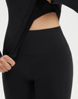 SUUKSESS Women 2 Piece Workout Set Tummy Control Legging Long Sleeve Workout Top-SUUKSESS-SUUKSESS