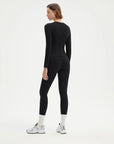 SUUKSESS Women 2 Piece Workout Set Tummy Control Legging Long Sleeve Workout Top-SUUKSESS-SUUKSESS