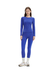 SUUKSESS Women 2 Piece Workout Set Tummy Control Legging Long Sleeve Workout Top-SUUKSESS-Royal Blue-XS-SUUKSESS