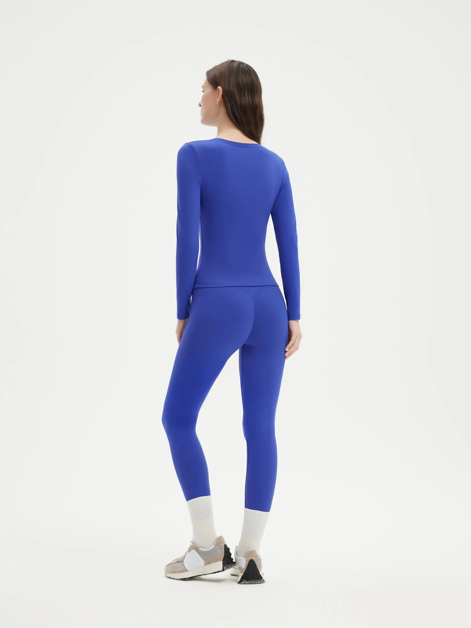 SUUKSESS Women 2 Piece Workout Set Tummy Control Legging Long Sleeve Workout Top-SUUKSESS-SUUKSESS