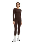SUUKSESS Women 2 Piece Workout Set Tummy Control Legging Long Sleeve Workout Top-SUUKSESS-Brown-XS-SUUKSESS