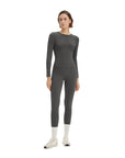 SUUKSESS Women 2 Piece Workout Set Tummy Control Legging Long Sleeve Workout Top-SUUKSESS-Dark Grey-XS-SUUKSESS