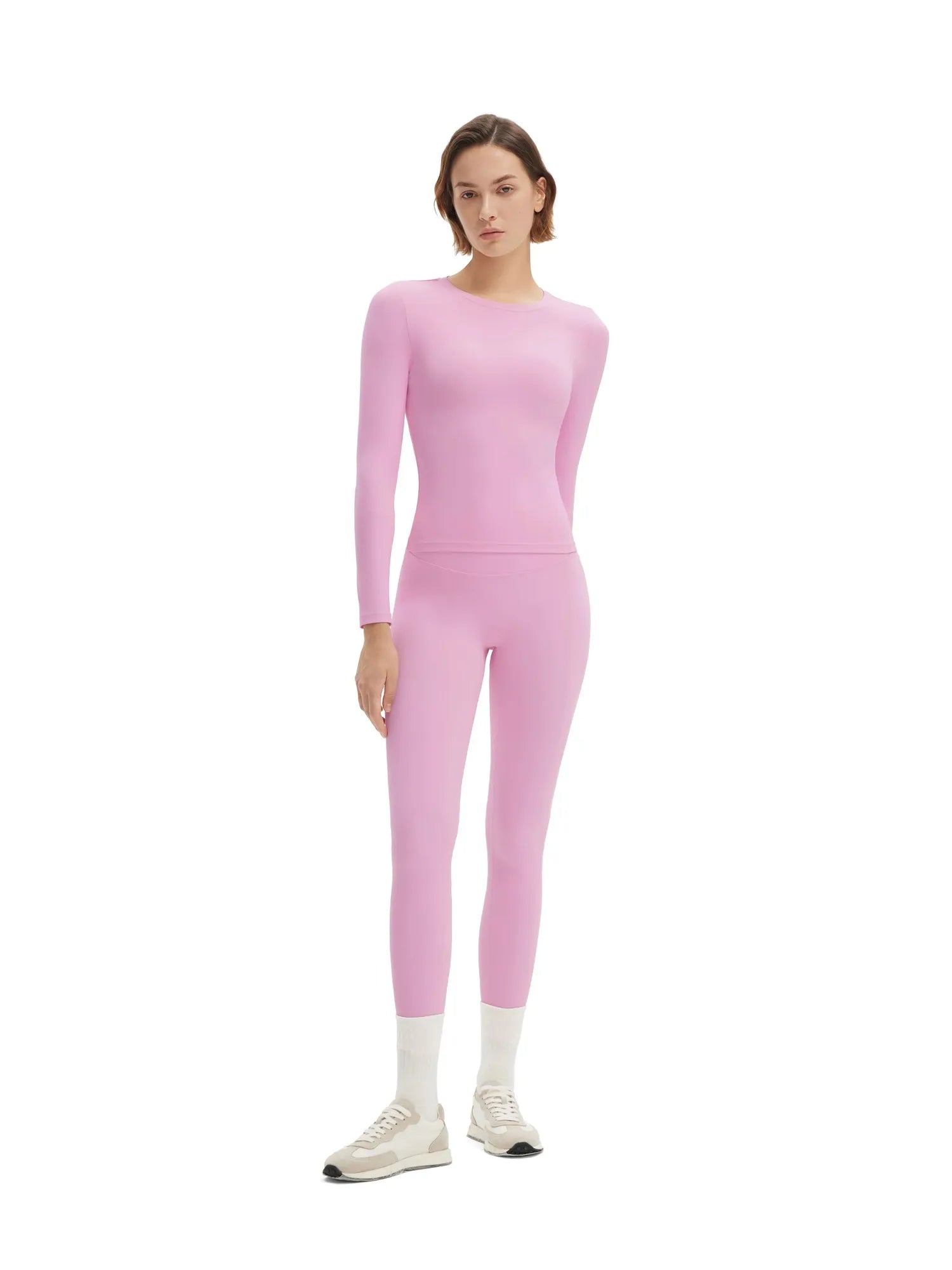 SUUKSESS Women 2 Piece Workout Set Tummy Control Legging Long Sleeve Workout Top-SUUKSESS-SUUKSESS