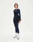 SUUKSESS Women 2 Piece Workout Set Tummy Control Legging Long Sleeve Workout Top-SUUKSESS-Navy-XS-SUUKSESS