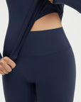 SUUKSESS Women 2 Piece Workout Set Tummy Control Legging Long Sleeve Workout Top-SUUKSESS-SUUKSESS