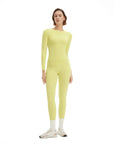 SUUKSESS Women 2 Piece Workout Set Tummy Control Legging Long Sleeve Workout Top-SUUKSESS-Yellow-XS-SUUKSESS
