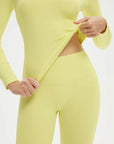 SUUKSESS Women 2 Piece Workout Set Tummy Control Legging Long Sleeve Workout Top-SUUKSESS-SUUKSESS