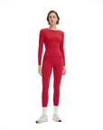SUUKSESS Women 2 Piece Workout Set Tummy Control Legging Long Sleeve Workout Top-SUUKSESS-Red-XS-SUUKSESS