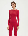 SUUKSESS Women 2 Piece Workout Set Tummy Control Legging Long Sleeve Workout Top-SUUKSESS-SUUKSESS