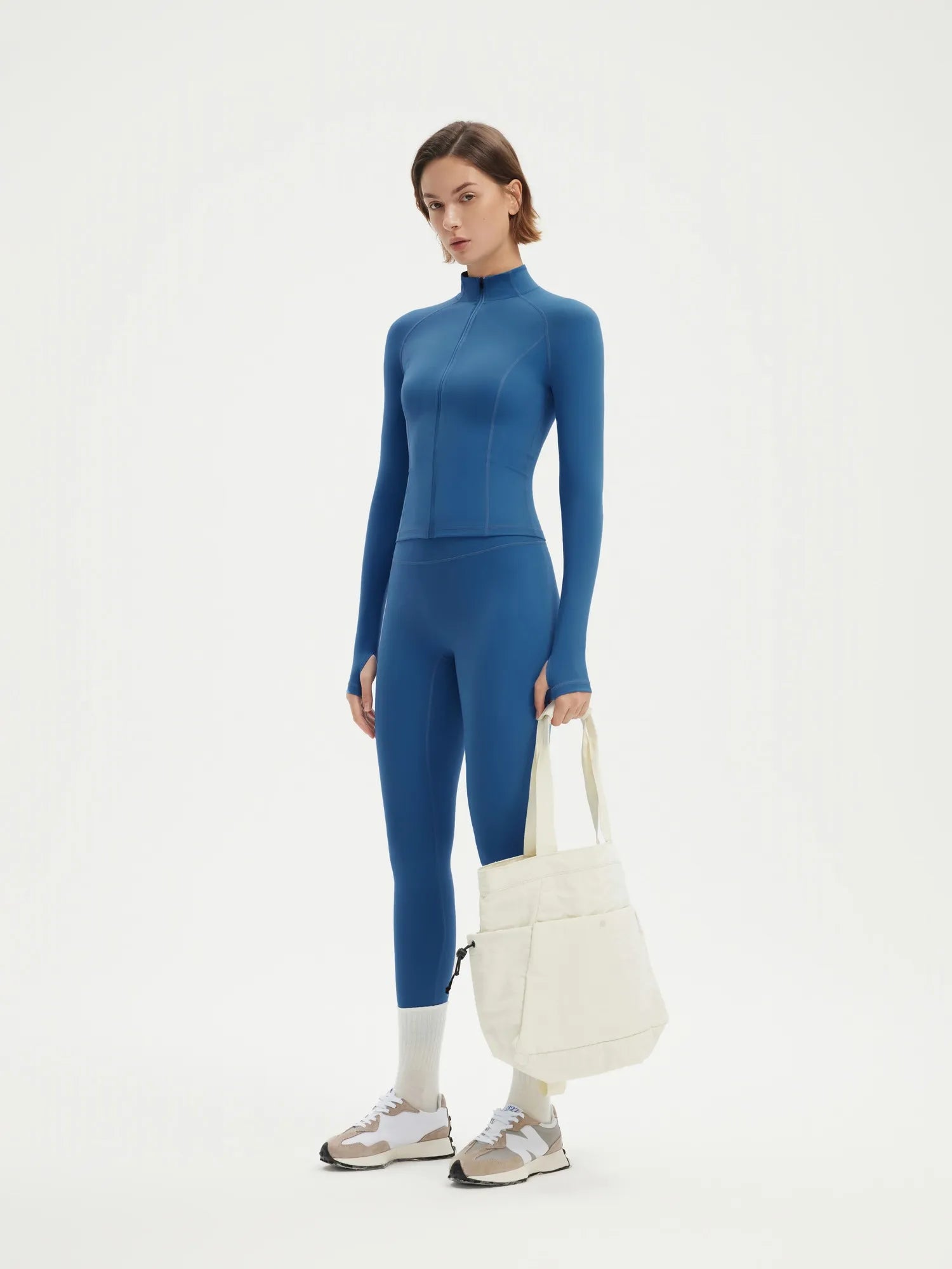 SUUKSESS Women 2 pieces Workout Sets BBL Full Zip Up Jacket High Waist Gym Leggings-SUUKSESS-SUUKSESS